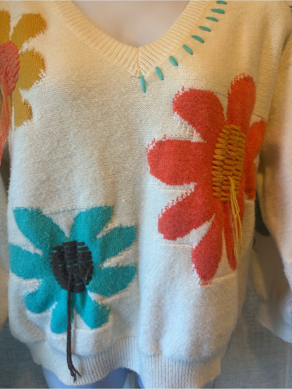 POL Boho Good Mood Flower Sweater in OVERSIZED Medium - Picture 7 of 14